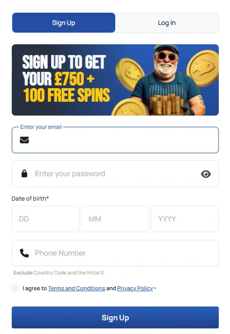 Create a FishandSpins Login Account